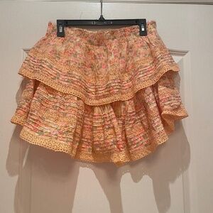 Aerie Orange Flowered Mini Skirt